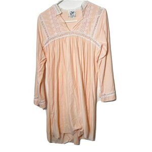 Neusteters Vintage Lace Trim Nightgown Nightdress Pink S Long Sleeve 60s 70s USA